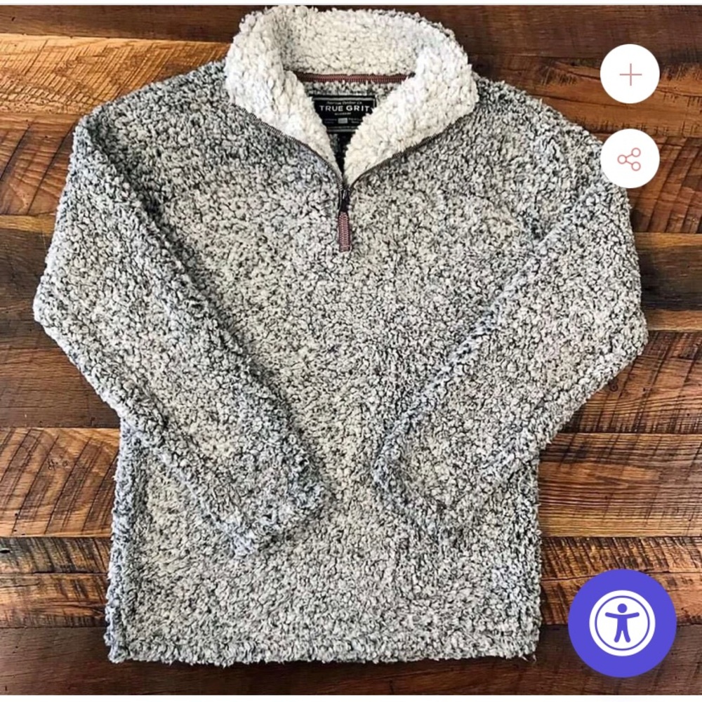 1/2 ZIP PULLOVER IN CHARCOAL BY TRUE GRIT